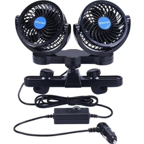 DC 12V /24V Twin Head Truck Car Fans Headrest Back Rear Seat Cooling Variable Speed Air Wind Fans