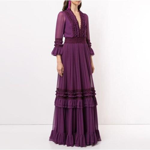 Long Skirt Female Over The Knee Temperament, Waist Was Thin, Seven-quarter Sleeves Banquet Dress, Heavy Industry Lace Dress