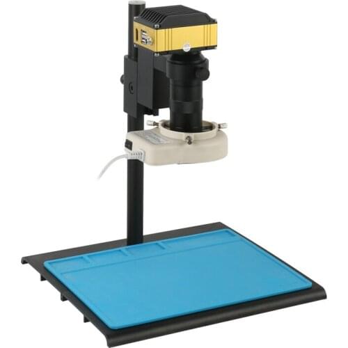 1/2" FHD 2K Electronic Digital Industrial USB Video Microscope Camera 100X 180X C mount Lens 56 LED Ring Light For PCB Repair