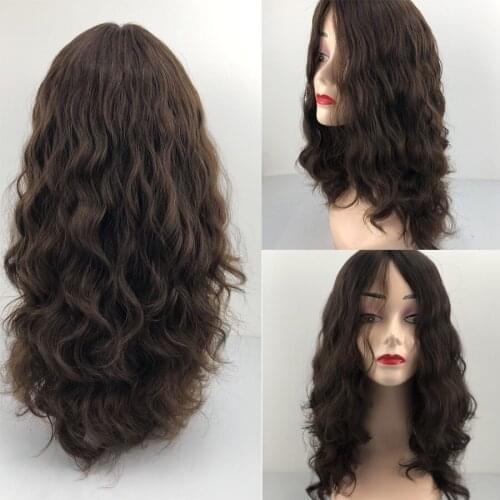 12"-24"Jewish Wig Kosher Wigs European Hair Silk Top None Lace Wig for Women Natural Wavy Double Drawn Weft #1b #2 #4 Full Hair