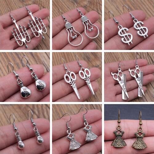 Geometric Daily Necessities Dress Light Bulb Moneybag Scissors Shaped Dangle Earring For Women Girl Gift Jewelry