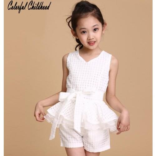Girls set summer comfortable Breathable Lattice Mesh vest + Shorts Set toddler kids clothing baby girls clothes 2-7yrs