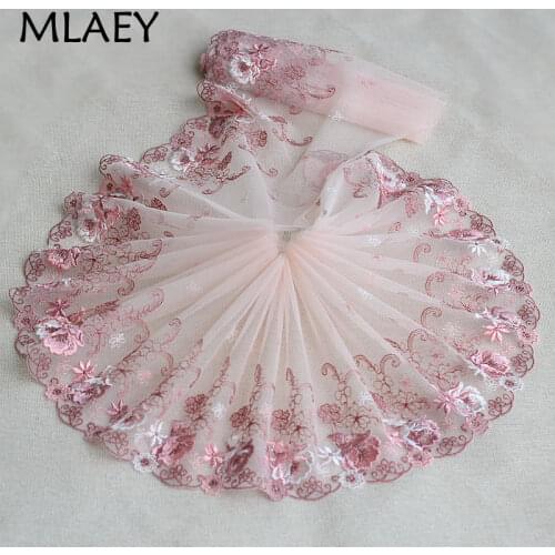 MLAEY 2Yards Pink Exquisite EmbroideryLace Trim High Quality Lace Fabric DIY Craft&Sewing Dress Clothing Accessories width 19cm