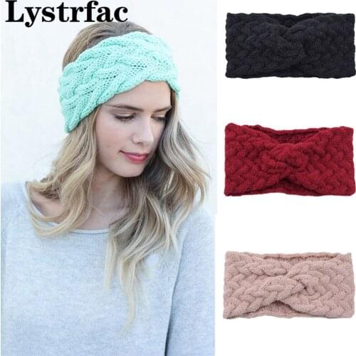Lystrfac Cute Autumn Winter Braided Knit Headband for Women Girls Cross Knot Headwrap Fashion Hair Accessories