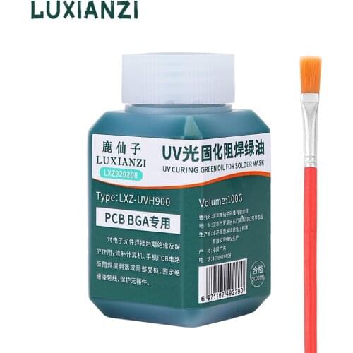 LUXIANZI 100g Green Oil UV Solder Mask Ink For PCB BGA Circuit Board Insulating Protect Soldering Paste Flux Oil Repair Tools