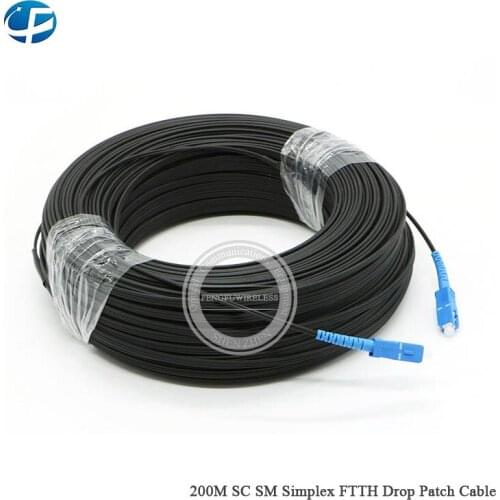 AliExpress best price Outdoor 200M SC SM SX FTTH Drop Patch Cable SM SX TPE plastic materials 200M Drop Cable Patch Cord