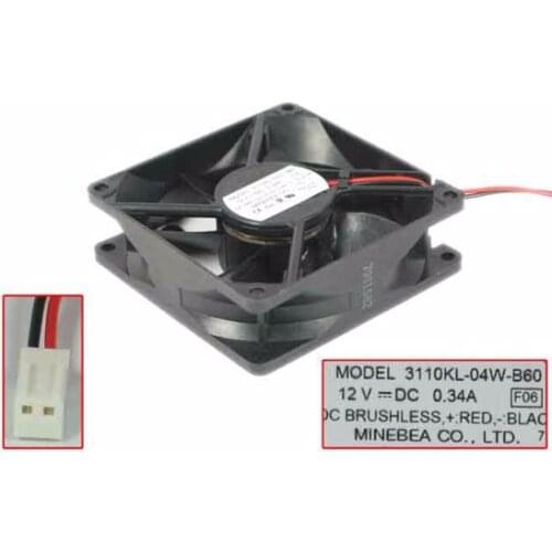 NMB-MAT 3110KL-04W-B60 F06 DC 12V 0.34A 80x80x25mm 2-wire Server Cooling Fan