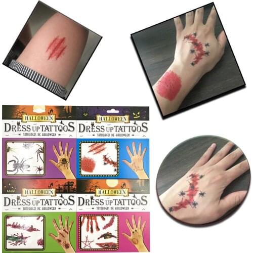 New Halloween Waterproof Simulation Scar Tattoo Sticker toy fun Wound simulation Prank Prop kids toys Random style brinquedos#38