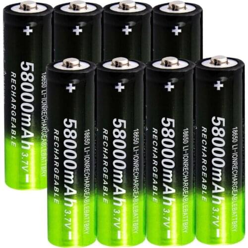 New 18650 Li-Ion battery 58000mAh rechargeable battery 3.7V for LED flashlight flashlight or electronic devices battery