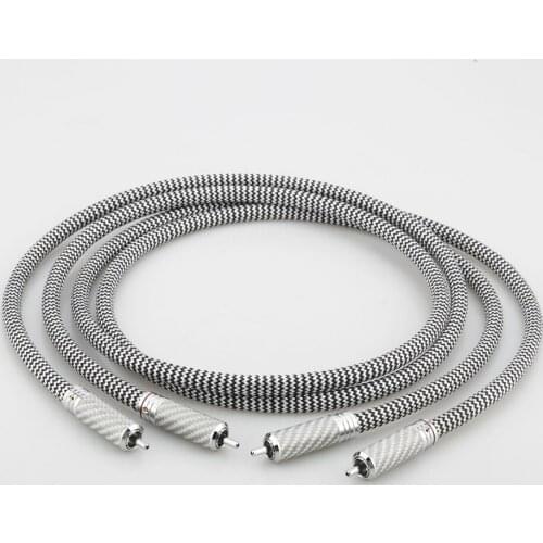 Pair A26 Silver Plated Analogue RCA Audio Cable RCA Stereo Cable Dual 2 x RCA Male to 2 x RCA Male Audio Cable For Amplifiers