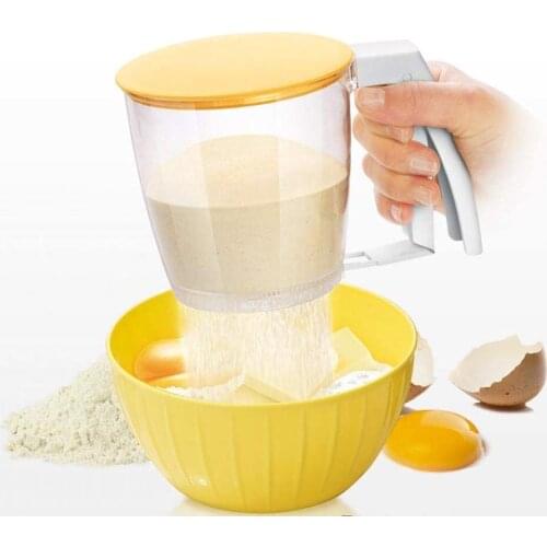 Listing Plastic Flour Strainer Fine-mesh Flour Sieve with Top and Bottom Lids Hand-held Flour Sieve Baking Tool