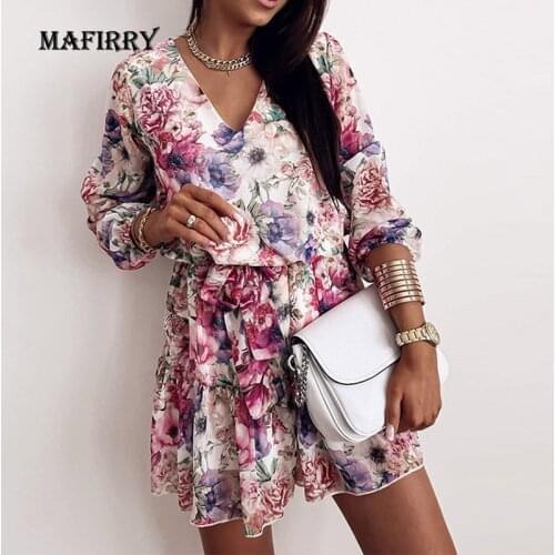 Colorful Elegant Women V Neck Holiday Dress Summer Print Casual Dress With Sashes 2021 Female Button Short Sleeve Party Dresses