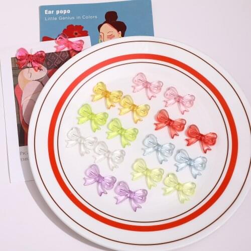 Retro showa transparent color ribbon bow bead DIY handmade earrings jewelry necklace accessories material