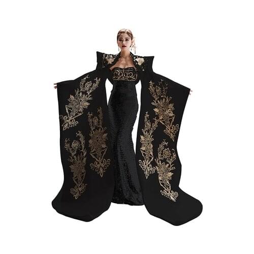 Luxury white/red/blue/black sequined embroidery mermaid dress cosplay stage performance carnival studio show red carpet dress