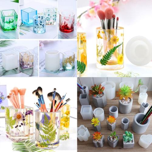 DIY Crystal Epoxy Multi-style Pen Holder Silicone Resin Mold High Mirror Jewelry Dried Flower Decoration Tool Decoration Mold