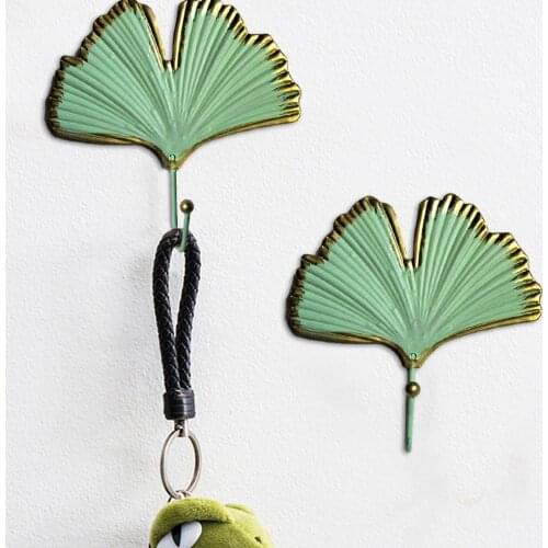 Nordic Green Gold Single Leaf Hanging Coat Hook Mini Wall Key Hook Home Decoration Modern Home Hanger