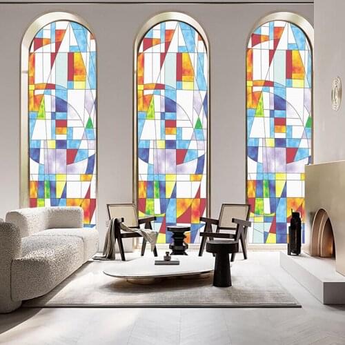 European-style church glass stickers bathroom privacy glass film living room shading sunscreen translucent opaque decals