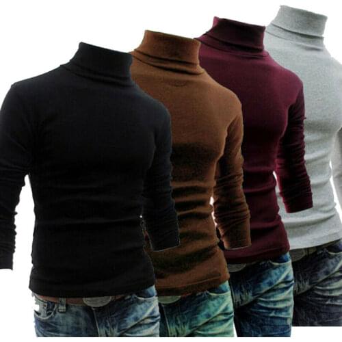 2019 New Autumn Winter MenS Sweater MenS Turtleneck Solid Color Casual Sweater Mens Slim Fit Brand Knitted Pullovers