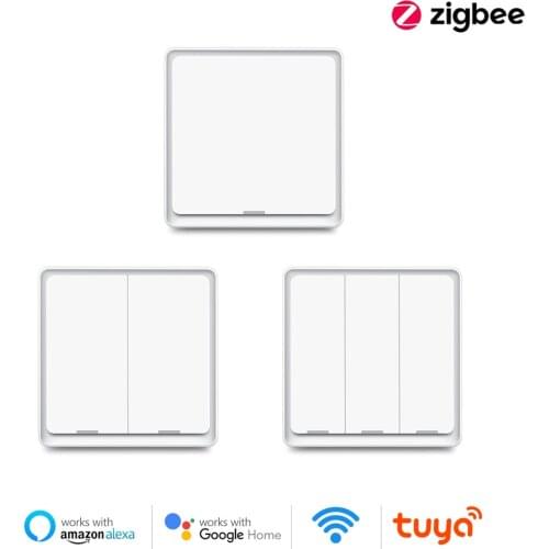 Tuya Zigbee Smart Switch With / No Neutral EU 220V Wireless Button Light Switches Smart Home work with Alexa, Google Home