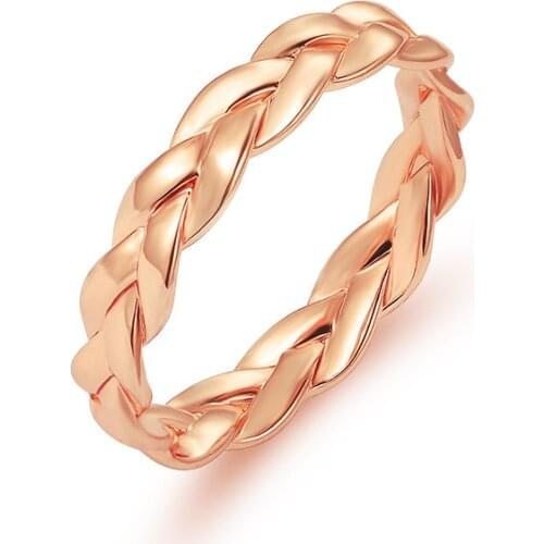 Korean Pop Creative Alloy Flowers Chain Twist Rose Gold Ring For Women Fashion Simple Wedding Rings Jewelry Wholesale