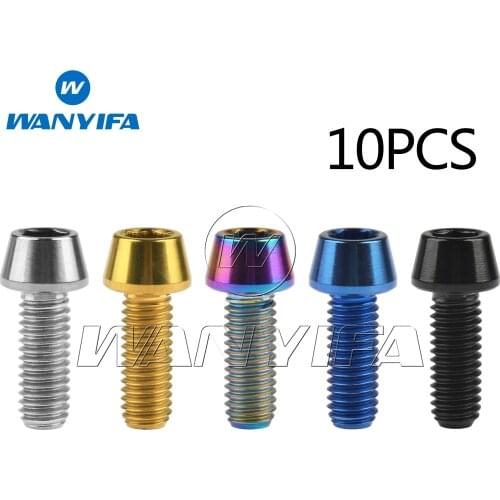 Wanyifa 10pcs/lot Titanium Ti M6 x 16mm TAPER HEAD Screws Bolts Cycling Bolts