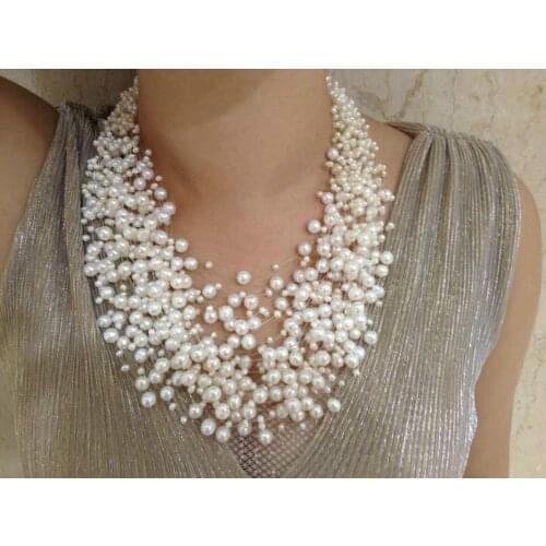 30 Layers Wedding Pearl Necklace Starriness Floating Freshwater Pearl Necklace Fashion Design Necklace For Women Jewelry Culture