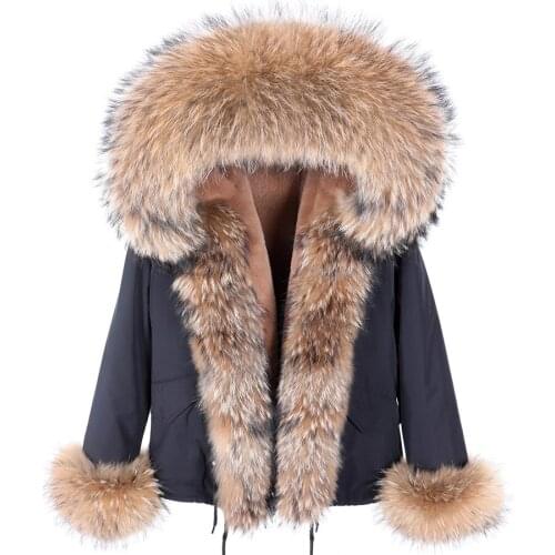 2021 Waterproof 7XL Short Parka Winter Jacket Women Real Fur Coat Natural Raccoon Fur Collar Hood Warm Streetwear Detachable