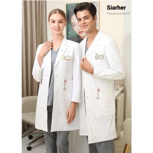 Women men white coat overalls long-sleeved split suit beauty salon lab work coat autumn and winter cotton nurse working clothes