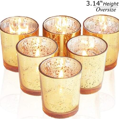 Gold Glass Windproof Candle Cup Candle Holders Nordic Creative Candlestick Romantic Home Table Ornaments Bougeoir Gift FC524