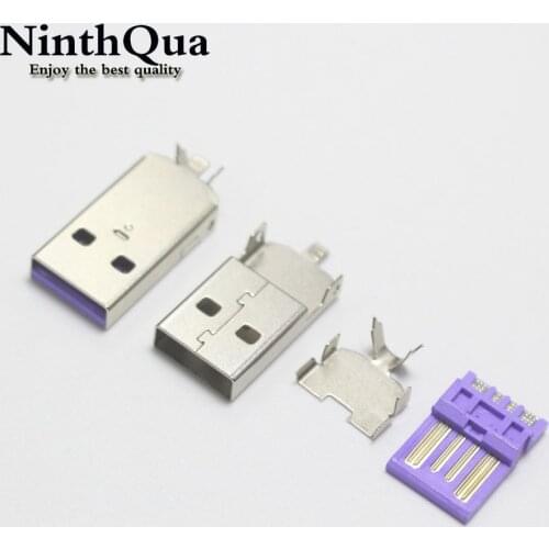 1/2/5set USB 2.0 5A Welding Type Male Plug Nickel Plated Connectors Adapter For DIY Supercharge Super Charger Cable For Huawei