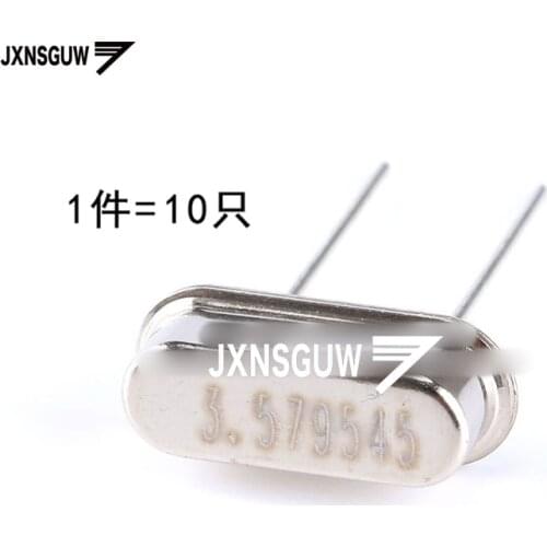 10PCS crystal 3.579545MHz 20ppm 20PF 2 foot 49S type passive crystal oscillator 3.579545M