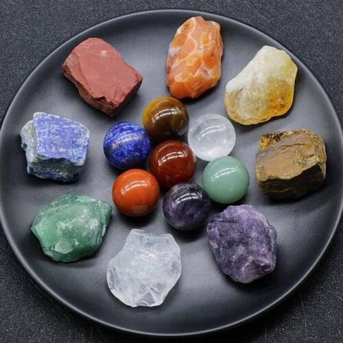 14pcs/set Chakra Energy Natural Stone Healing Meditation Pendulum 20mm Beads Amethysts Lapis lazuli Carnelian Hot Sale Gift Sets