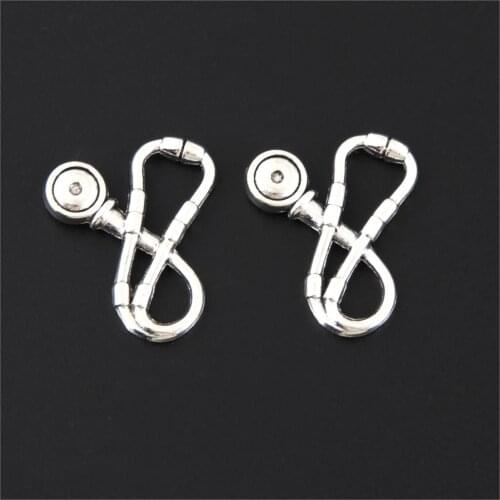 15Pcs Silver Color Doctor Stethoscope Charms Medical Nurse Pendant Finding Necklaces Collier Jewelry Wholesale 23x18mm A3251