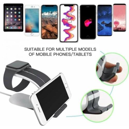 2 In 1 Multi Silicone Stand Station For Apple Watch 4 3 2 1 38 40 42 44mm Holder For IPhone Mobile Phone Holders Accessories
