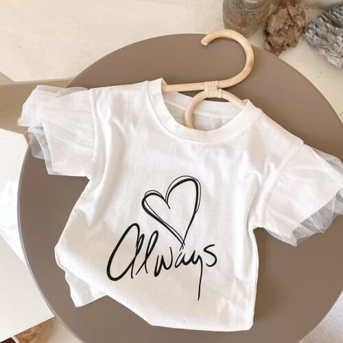 2021 Girls T-Shirts Kids Love Outfit Print Tee Shirt Girls Clothing Children Costume Summer Spring Fashion For 1-7 Years