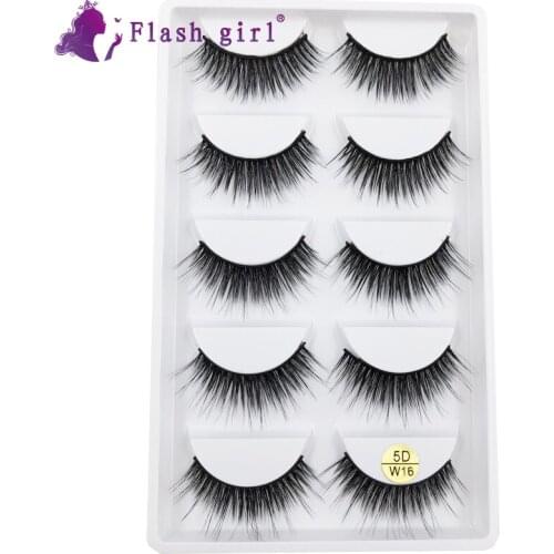 Flash Girl Private Label Eyelashes Beautier Eyelash 5 Pairs Makeup 5D Mink Handmade False Eyelashes