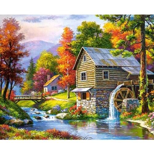 Scenic House Full Square Drill Diamond Painting Embroidery Full Round Mosaic Cross stitch Home Decoration Beautiful Villa Garden