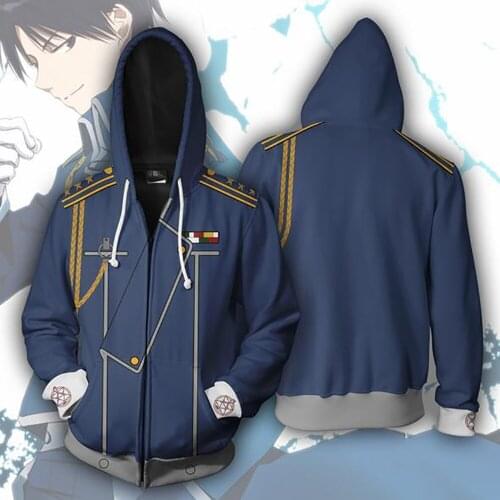 Fullmetal Alchemist Cosplay 3D Printed Sweatshirt Cardigan Sweater Cosplay Anime hooded Cartoon Jackets