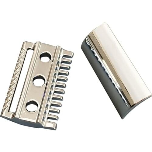 Dscosmetic chrome color open comb double edge safety razor head for shaving razor