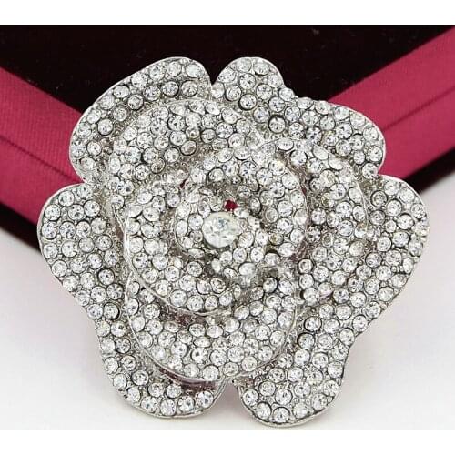 DHL FEDEX EXPRESS SHIPPING Cheap Wholesale Stunning Austria Crystals Big Rose Flower Brooch For Wedding Bridal Bouquet Broaches