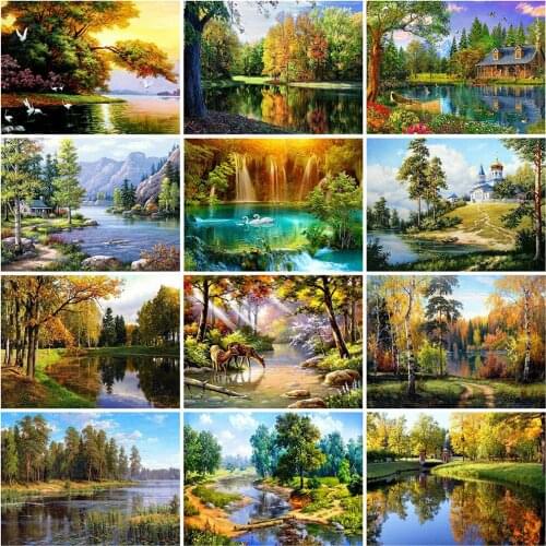 Evershine 5D DIY Diamond Painting Tree Cross Stitch Full Square Round Diamond Embroidery Landscape Mosaic Handicrafts Gift