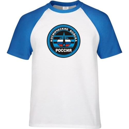 Mens tshirts summer Space Force of Russia Print Fashion Men Raglan Sleeve Slim Fit T Shirt Men Cotton T-Shirt Casual