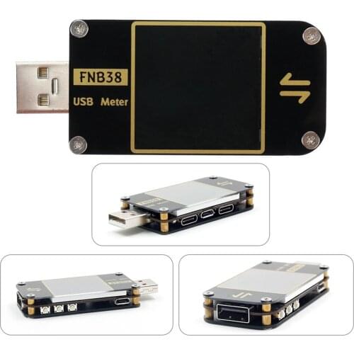 FNB38 1.4 inch Current Voltage Meter USB Tester QC4+ PD3.0 2.0 PPS Fast Charging Protocol Capacity Tester 5A 5V 12V 24V trigger