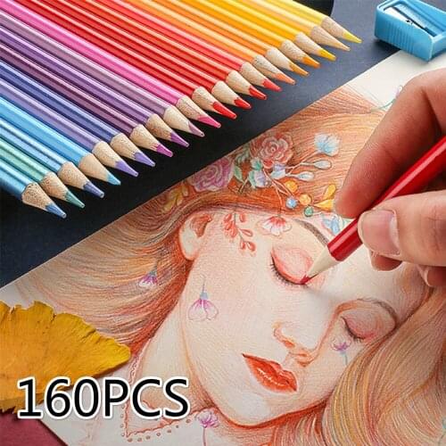 160 Colors Watercolor Oil Color Pencils Wood Soft Set Oil HB Drawing Sketch For School Student Gift Art Supplies drawing pencils