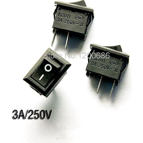 Rocker switch black 2 foot 2 files rocker switch 15MM * 10MM 3A / 250V