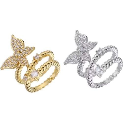 HECHENG, Fashion Butterfly Shaped Finger Ring,For Women Luxury ,Gold Color Accessories Jewelry vj33