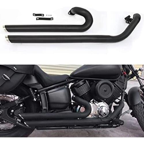Shortshots Staggered Exhaust System Pipe Muffler Drag Pipes Silencer With Baffle For Yamaha V Star 1100 Dragstar XVS1100 Classic