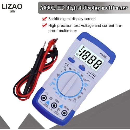 A830L LCD Digital Multimeter DC AC Voltage Diode Freguency Multifunction Volt Tester Test Current Voltmeter Ammeter Meter Gauge