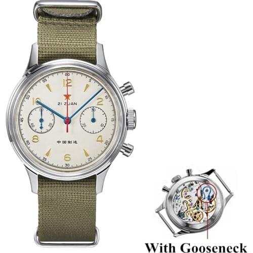 RED STAR 1963 38mm Chronograph Men Seagull ST1901 Movement With Gooseneck Arcylic Pilots Watches Luminous Reloj de los hombres