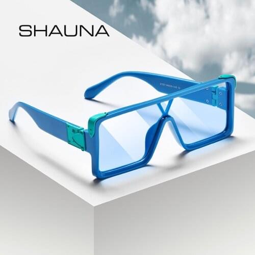 SHAUNA New Arrival Brand Designer Men Women Oversized Square Sunglasses Trending Fashion Conjoined Green Blue Glasses Shade